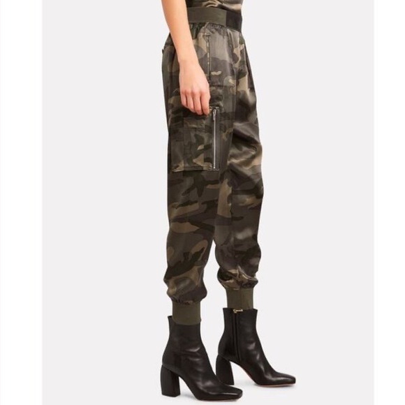 ATM Cargo Joggers Green Camo Small Silk Drawstring Waist Pockets - Picture 3 of 16